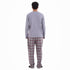 Men Fall Pajama Set Light Grey Buttoned Sweatshirt + Maroon x Light grey checkered Pants